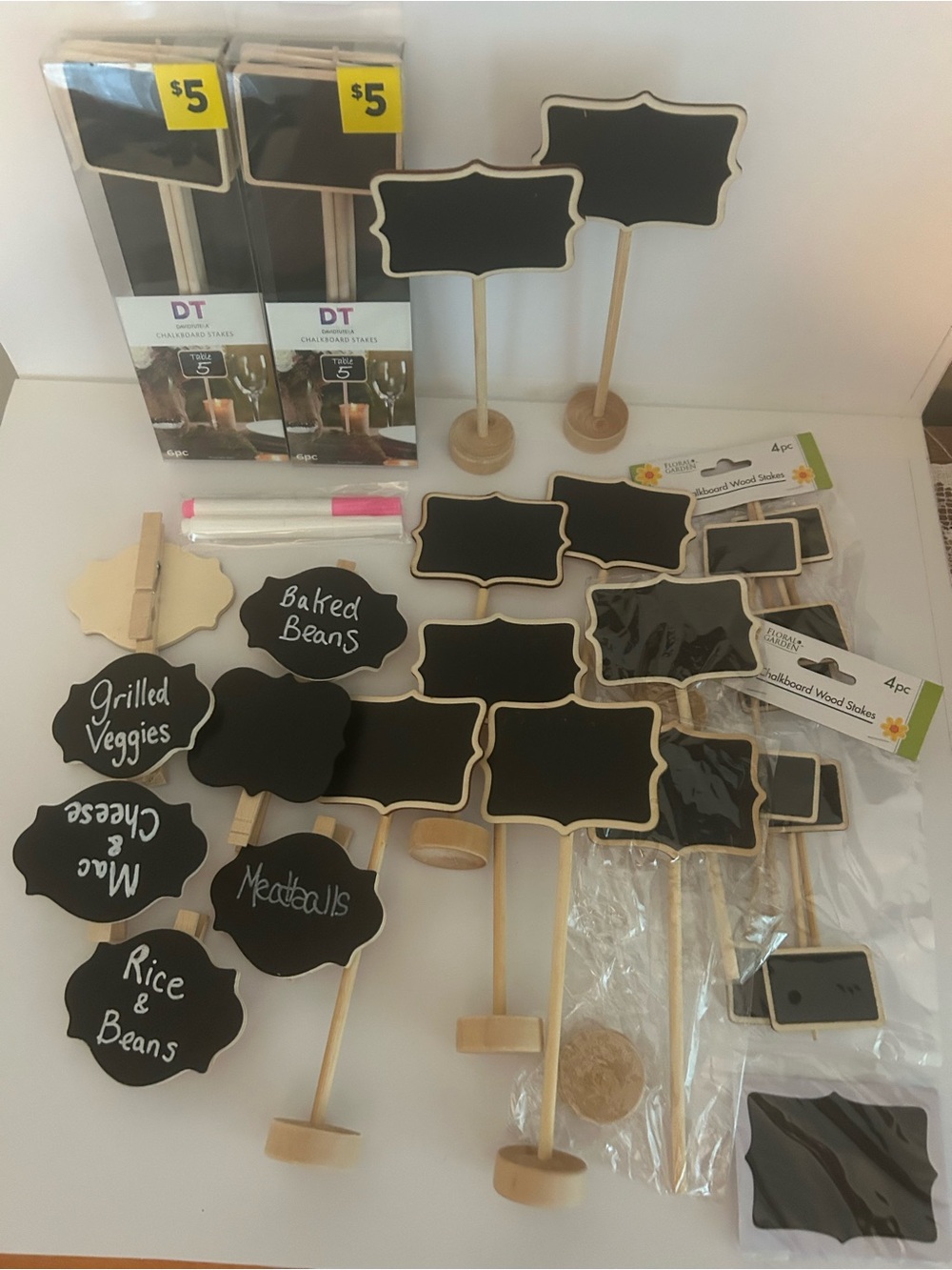 Black small Chalkboard Wooden Buffet Food Labels Table numbers markers Total 36